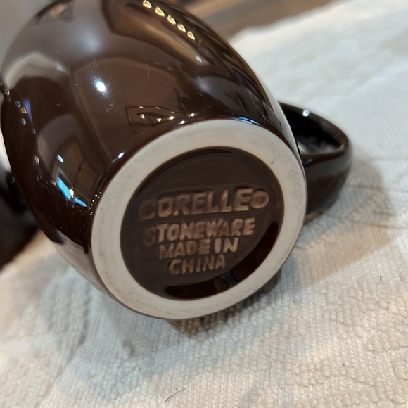 FOUR Corelle Stoneware Dark Brown Mugs - Picture 2 of 7